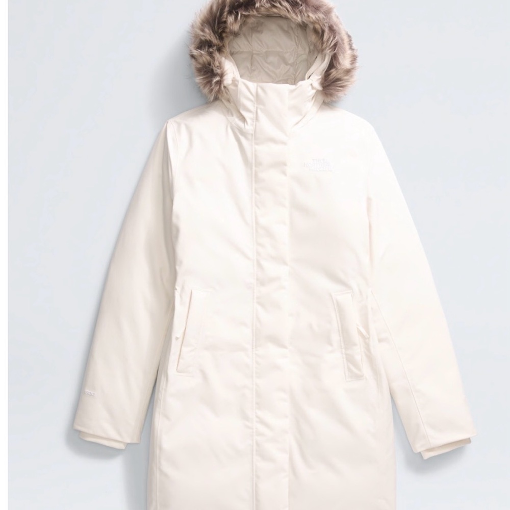 SALE The North Face Arctic Parka Cream White Fur Hood Women's Large - Picture 3 of 9